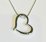 Silver Large Heart Pendant with chain (PG66)