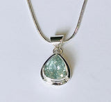 Aquamarine Pendant with Silver chain, Teardrop (PG86)