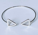 Silver Cuff Bangle, Geometric Triangle (PG72)