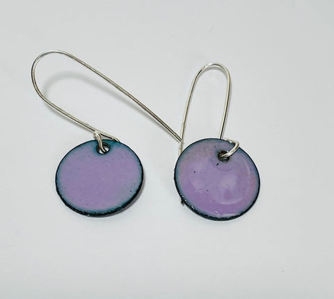 Round Enamel Earrings (Faint Purple) JM46