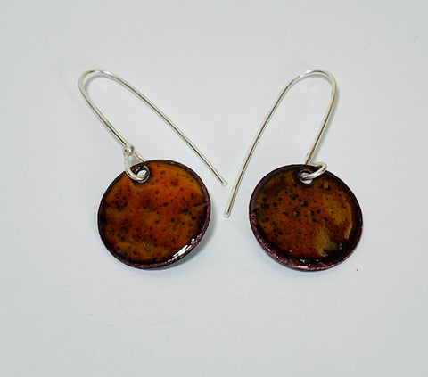 Round Enamel Earrings (Burnt Orange) JM13