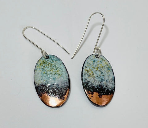 Oval Coast Enamel Earrings (Copper Tip)JM60