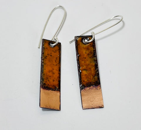 Rectangle Enamel Earrings (Orange-Copper Tip)JM59