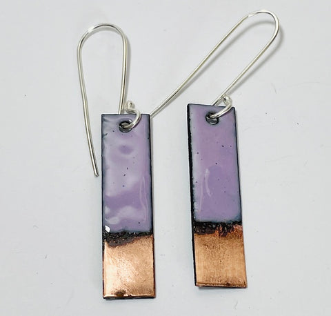 Rectangle Enamel Earrings (Light Purple-Copper Tip)JM58