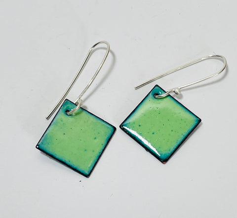 Square Enamel Earrings (Green)JM52