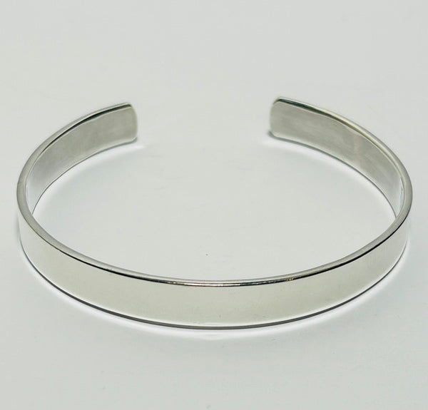 Sterling Silver Plain Cuff Bangle (PG92)