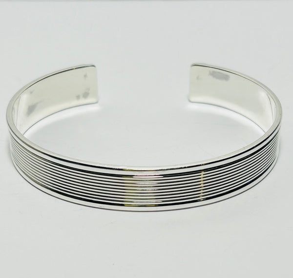 Sterling Silver Linear Cuff Bangle (PG91)