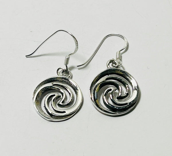 Silver Hook earrings, Whirly (PG108)