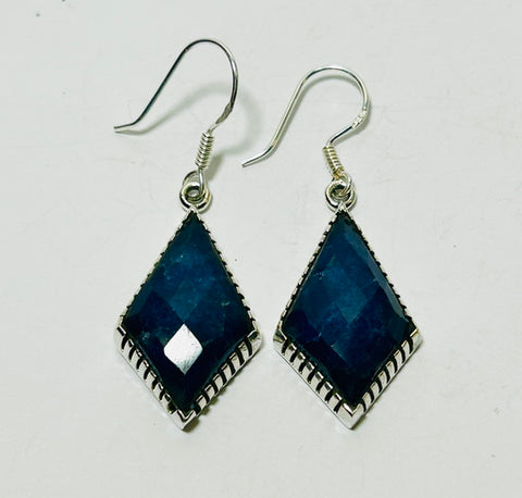 Sapphire Silver Hook earrings, SALLY (PG114)