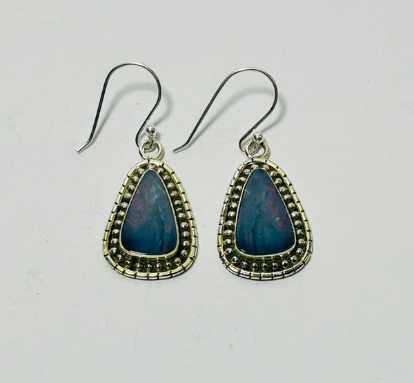 Australian Opal Silver Hook earrings, OZ (PG115)