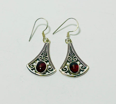 Celtic Garnet Hook earrings. GWYN (PG122)