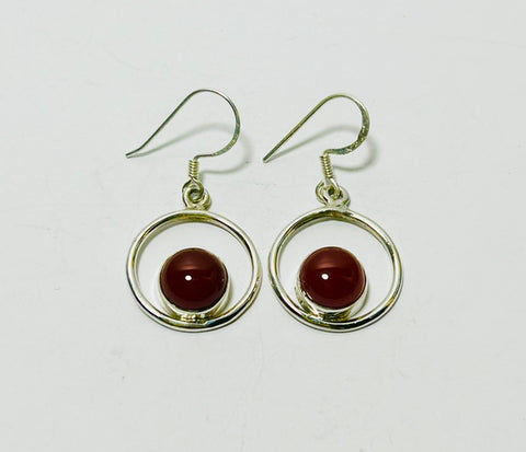 Concentric Garnet Silver Hook earrings. TINA (PG129)