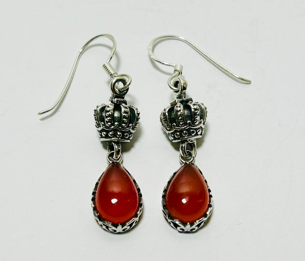 Carnelian Crown Hook earrings. CAMILA (PG125)