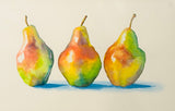 Trio of Pears. WATERCOLOUR painting (KT12)