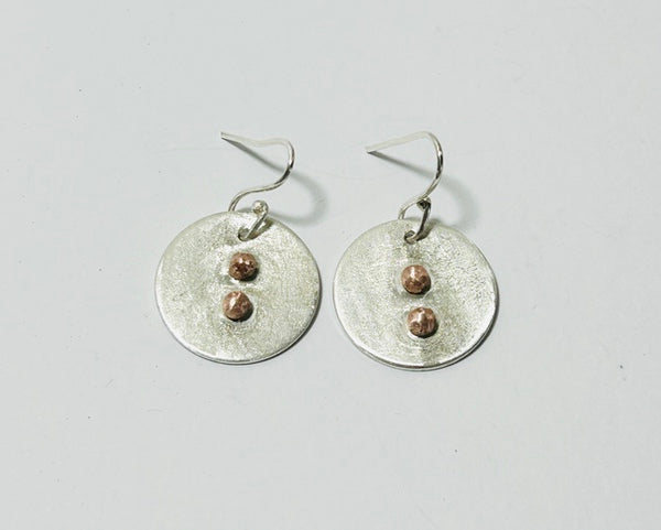 Silver & Copper Ball Hook Earrings (FH60)