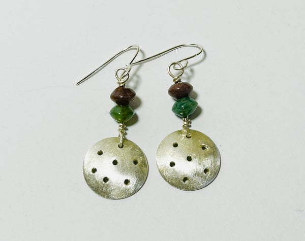 Silver & 2 Agate Hook Earrings (FH54)