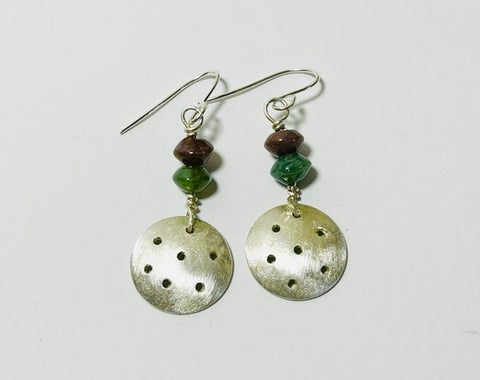 Silver & 2 Agate Hook Earrings (FH54)