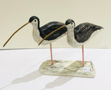 Two Curlews on Wood. Woodcarving (SH04)