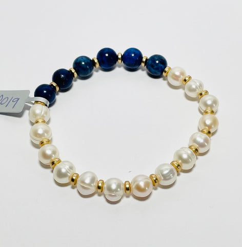 Pearls & Lapiz Bracelet (PO19)