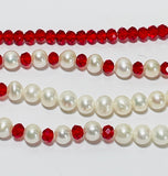 Pearls & Red beads Long Necklace (PO17)