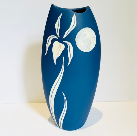 Tall Iris Porcelain Vase with Moon inlay 2 (SD06)