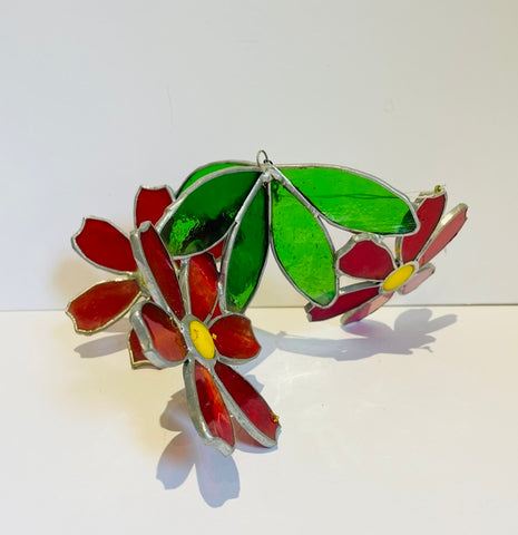 Red Flower Spinner Glass craft (OG01)