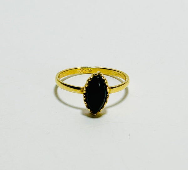 Black Onyx Gold-plated Silver Ring 2 (PG513)