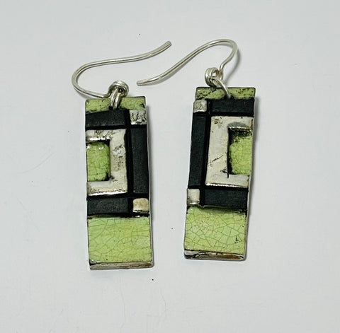 Green Hook Earrings 1. Ceramic jewellery (AR10)