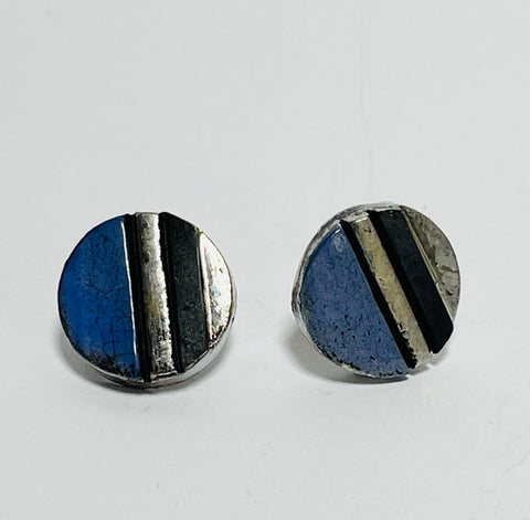 Blue Studs. Ceramic jewellery (AR16)
