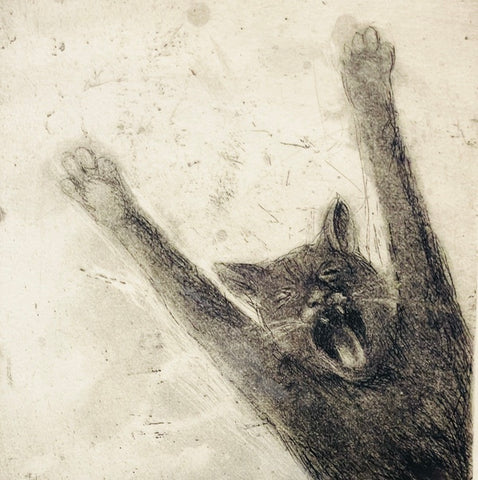 Cat Stretching a/p, Etching Print (CS01)
