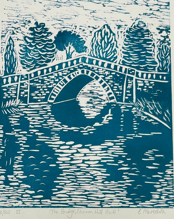 The Bridge, Canon Hill Park II, Framed Linoprint 8/20 (CM14)