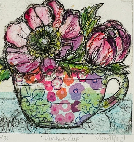 Vintage Cup. Collagraph Print 12/30 (VO84)