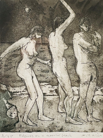 Figures on a Moonlit Beach ed 3/75, Etching Print (AY05)