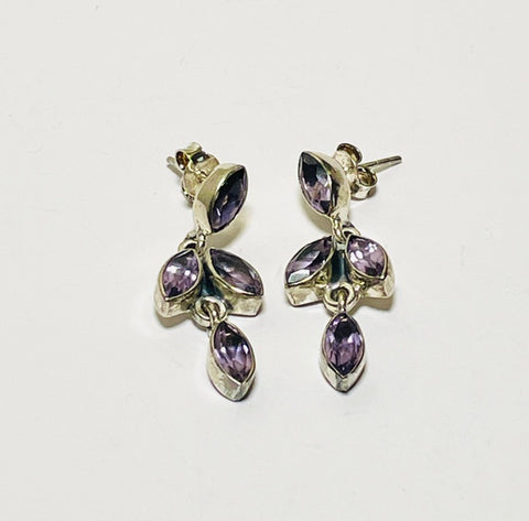 Amethyst 4 Stones Stud Earrings (CH49)