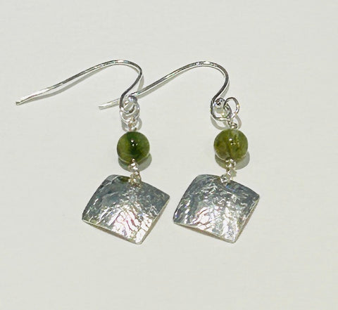 Agate & Silver Hook Earrings (FH54)