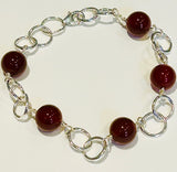Red Carnelian & Silver Bracelet (FH46)