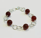 Red Carnelian & Silver Bracelet (FH46)
