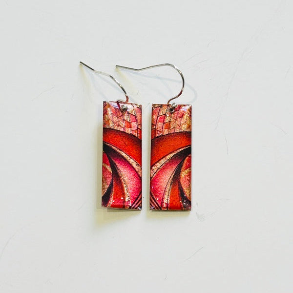 Abstract Reds Hook Earrings (VF122)
