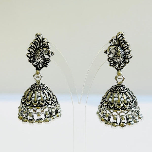 Peacock Sterling Silver Jhumka Earrings (PGE)