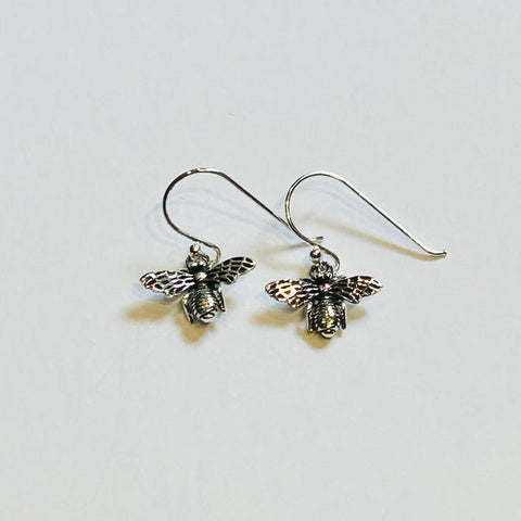 Petite Silver Bee Hook Earrings (PGE)