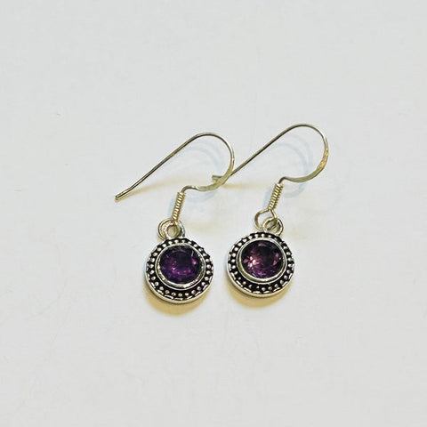 Petite Circular Cut Amethyst Hook Earrings (PGE)