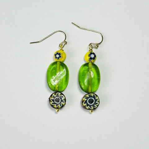 Lara Hook Earrings, Green (DO34)