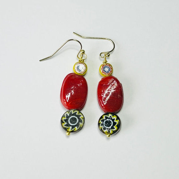 Lara Hook Earrings, Red (DO34)