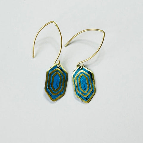 Reva Art Deco Hook Earrings, Blue (DO37)