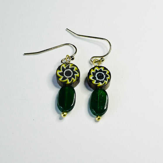 Yogita Hook Earrings, Green (DO39)