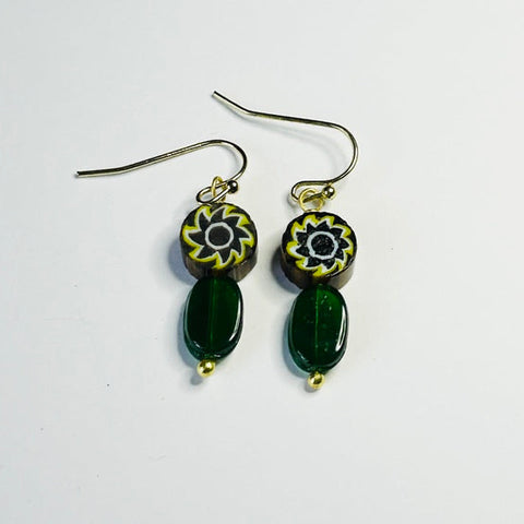 Yogita Hook Earrings, Green (DO39)