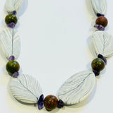 Sumi Leaf Ceramic & Sienna beads Necklace (CM13)