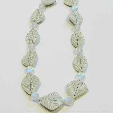 Sumi Leaf Ceramic& Opalite Necklace (CM14)
