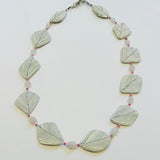 Sumi Leaf Ceramic & Rose Quartz Necklace (CM15)