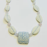 Aosumi Leaf Ceramic & Rose Quartz Necklace (CM16)